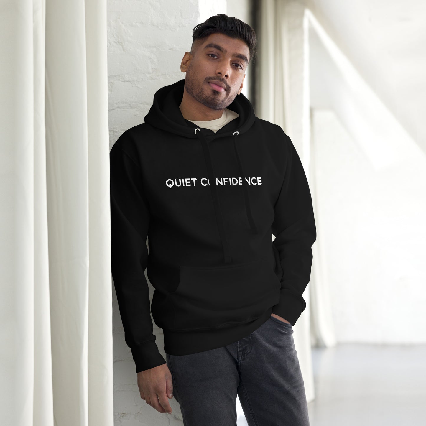 Black Hoodie with GOLD QUIET CONFIDENCE LOGO (Unisex)
