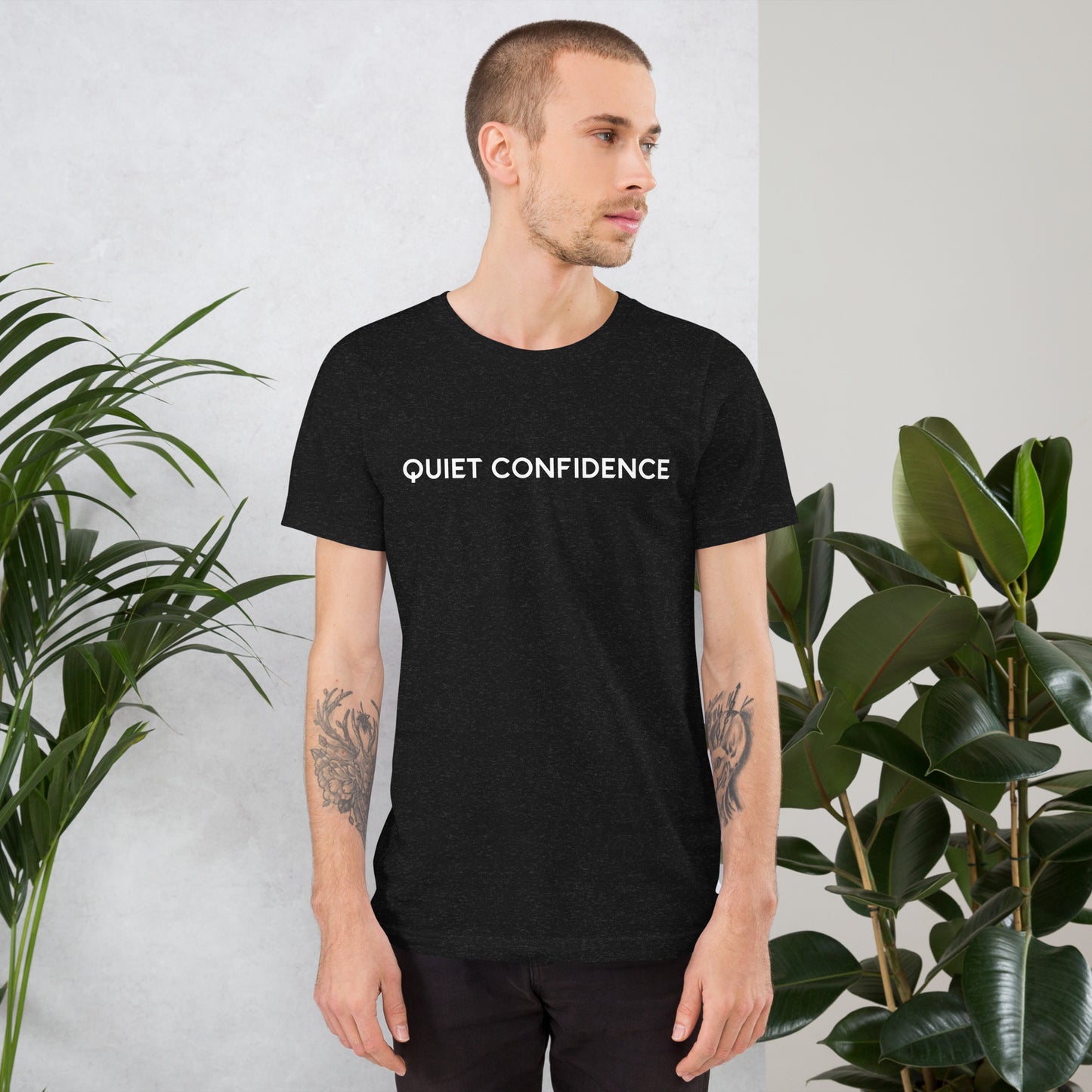 Black Short Sleeve T-shirt with GOLD QUIET CONFIDENCE OG LOGO (Unisex)