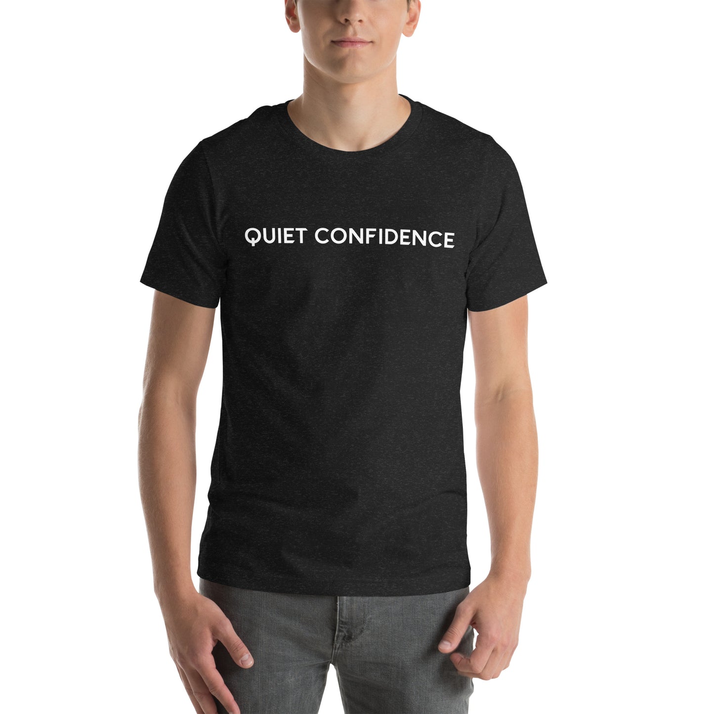 Black Short Sleeve T-shirt with White QUIET CONFIDENCE QC OG Logo (Unisex)